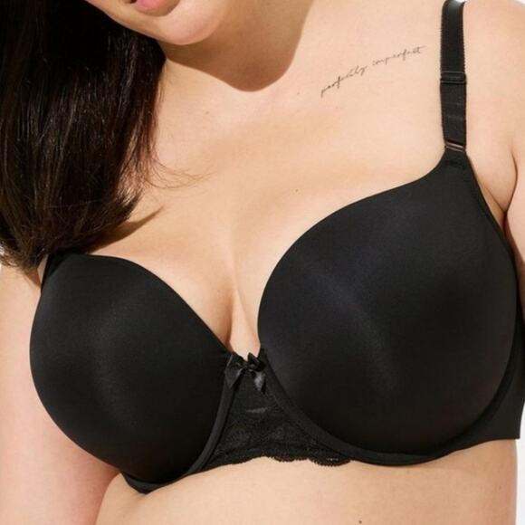 Torrid Curve Black Lace Detail Plus Size Perfect T-Shirt Everyday Size Bra 46B - Picture 1 of 11